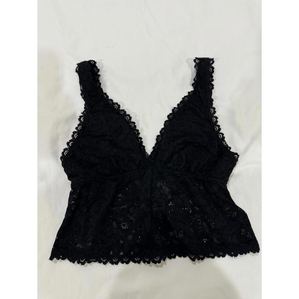 {SOLD} Aerie Black Lace Show Off Plunge Paisley Padded Bralette Tank Top- Small - Picture 2 of 9